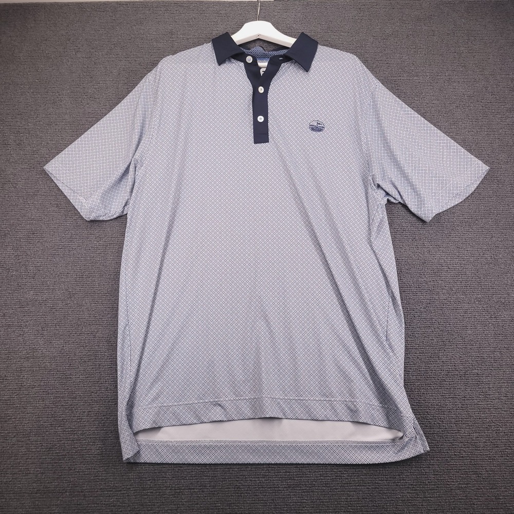 FOOT JOY Polo Size LARGE Blue Flower Print Short Sleeve GOLF Shirt w/ Logo